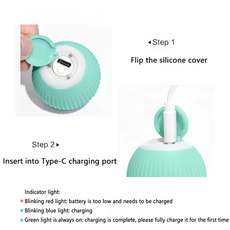 Electric Cat Ball Toys Automatic Rolling Smart Cat Toys for Cats Training Self-moving Kitten Toys for Indoor Interactive Playing