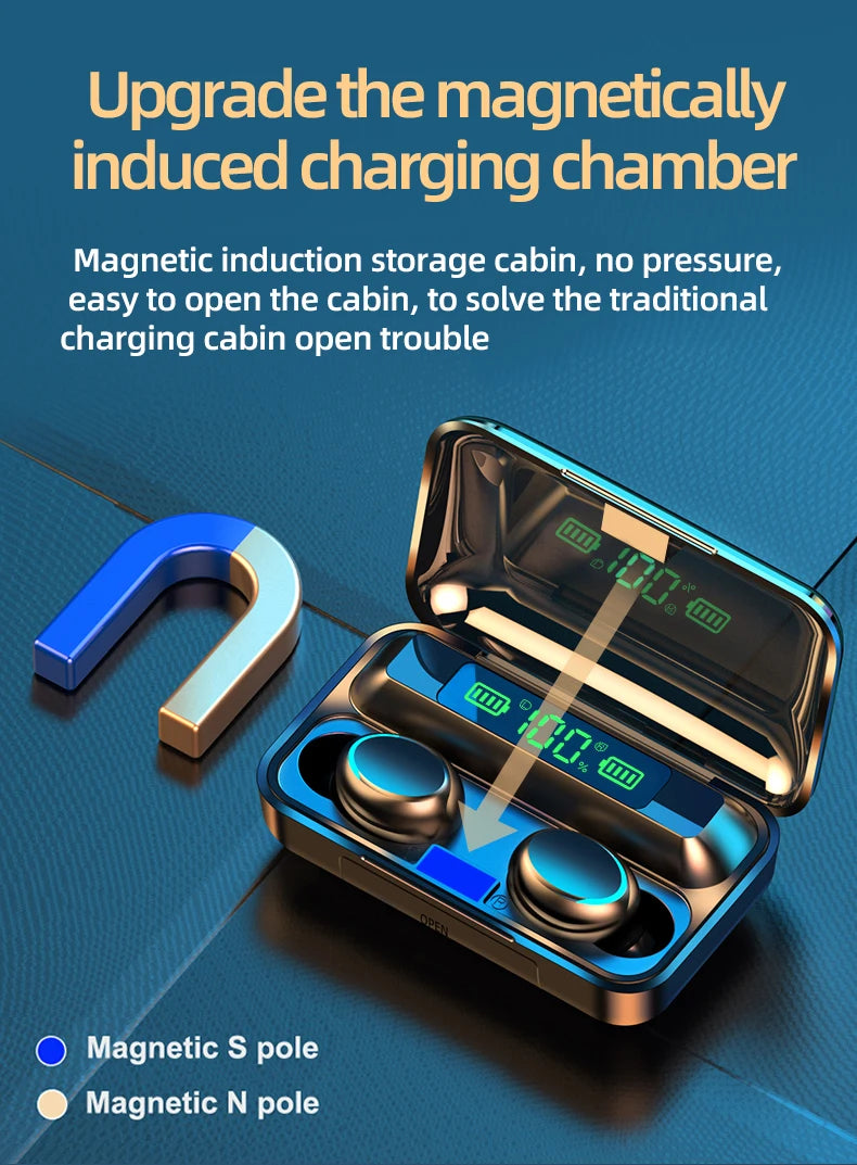 2024 NEW F9-5c TWS Bluetooth Earphones Wireless Headphone 9D Stereo Sports Waterproof Earbuds HD Calling Headset With Microphone