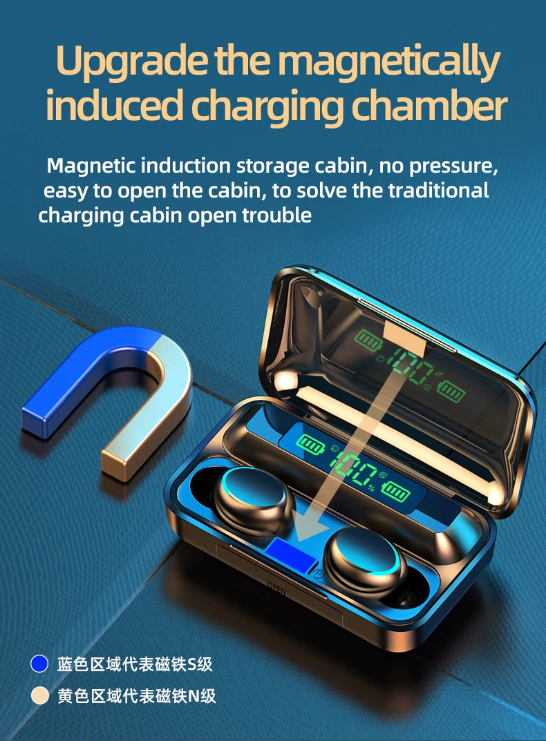 F9-5 TWS Earphone Bluetooth 5.1 Wireless Headphones Hifi Stereo Sport Earbuds Airdots Headset Ps4 Hearing Aids With Mic Handfree