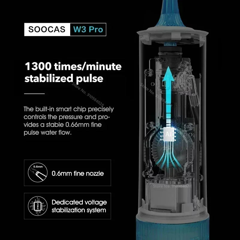 Original SOOCAS W3 Pro Water Flosser Teeth 4 Type Nozzle Cleaner Oral Irrigator Rechargeable Cleaner Water Tank Removeable