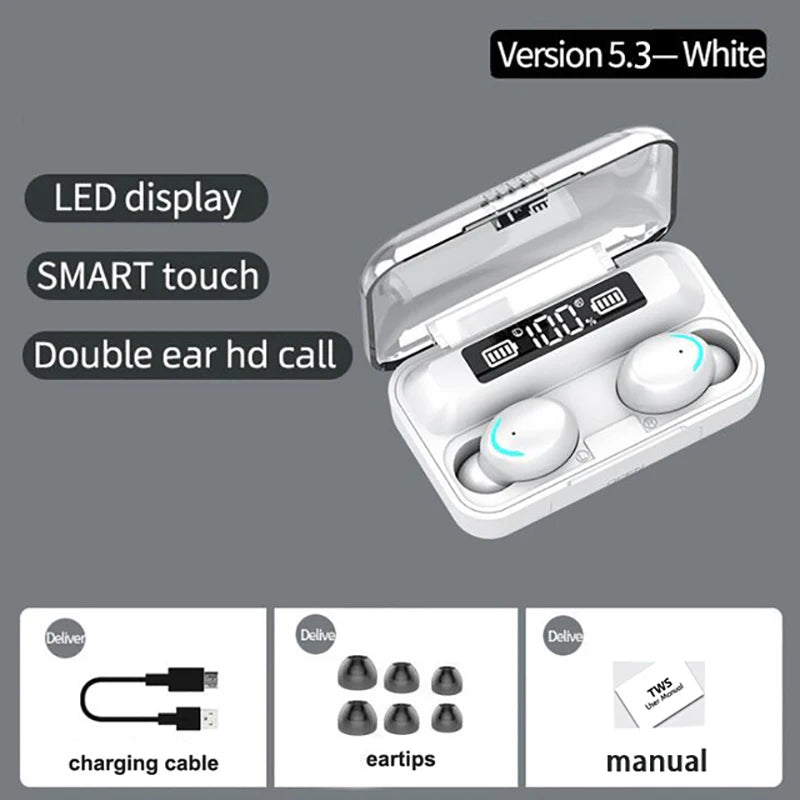 2024 NEW F9-5c TWS Bluetooth Earphones Wireless Headphone 9D Stereo Sports Waterproof Earbuds HD Calling Headset With Microphone