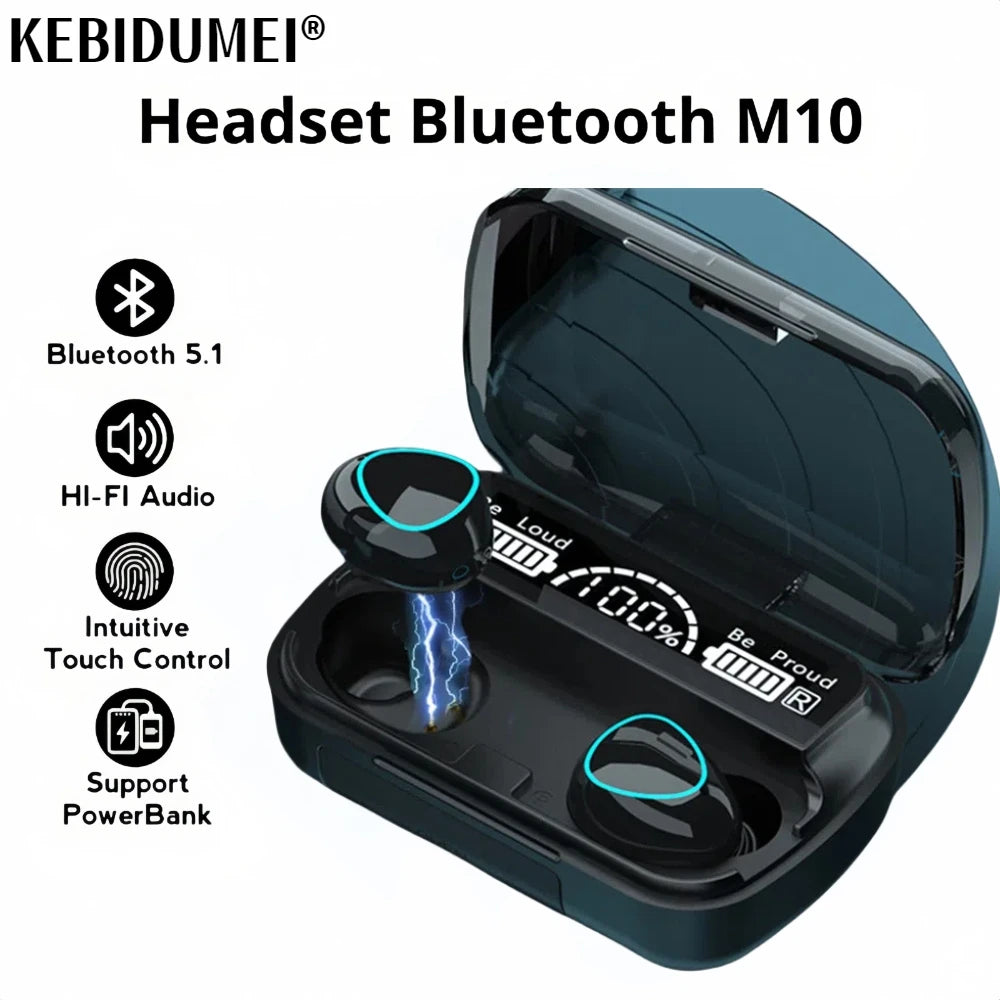 M10 Wireless Headphone Bluetooth Earphones Waterproof Earpieces Sport Earbuds For Huawei iPhone OPPO Xiaomi TWS Music Headset