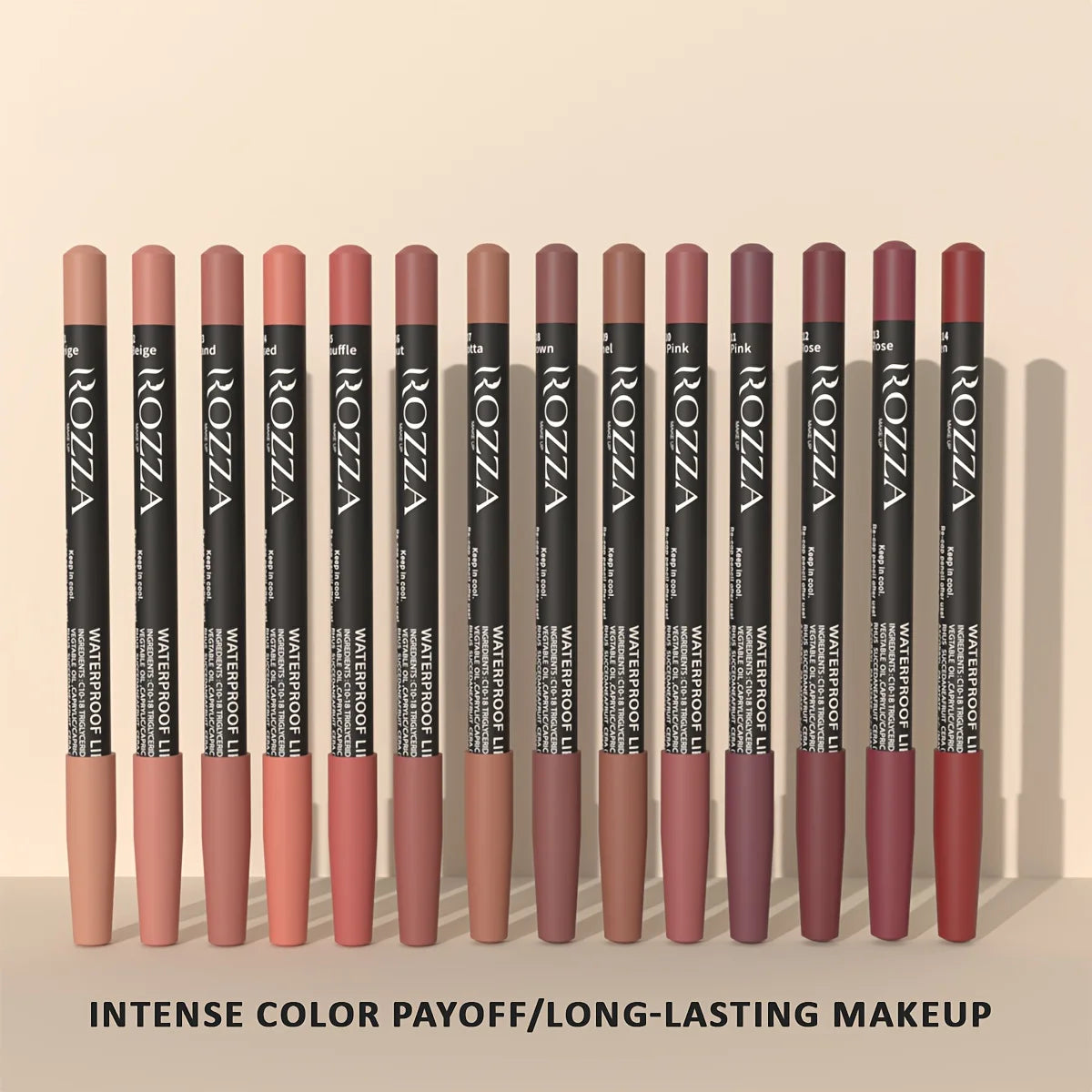 6pcs ROZZA Nude Lip Liner Set - Water-Resistant, Matte Finish Crayon Lip Pencils Non-Smudging & Easy-to-Apply
