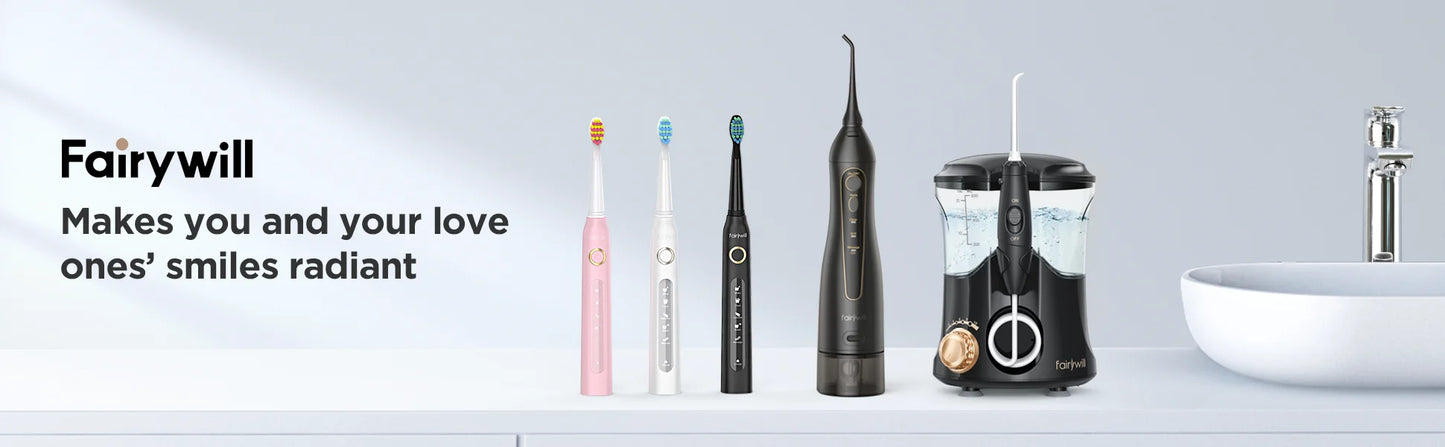 Fairywill Water Flossers for Teeth 300ML Oral Irrigator Rechargeable Portable Dental 3 Modes Water Tank Waterproof Teeth Cleaner
