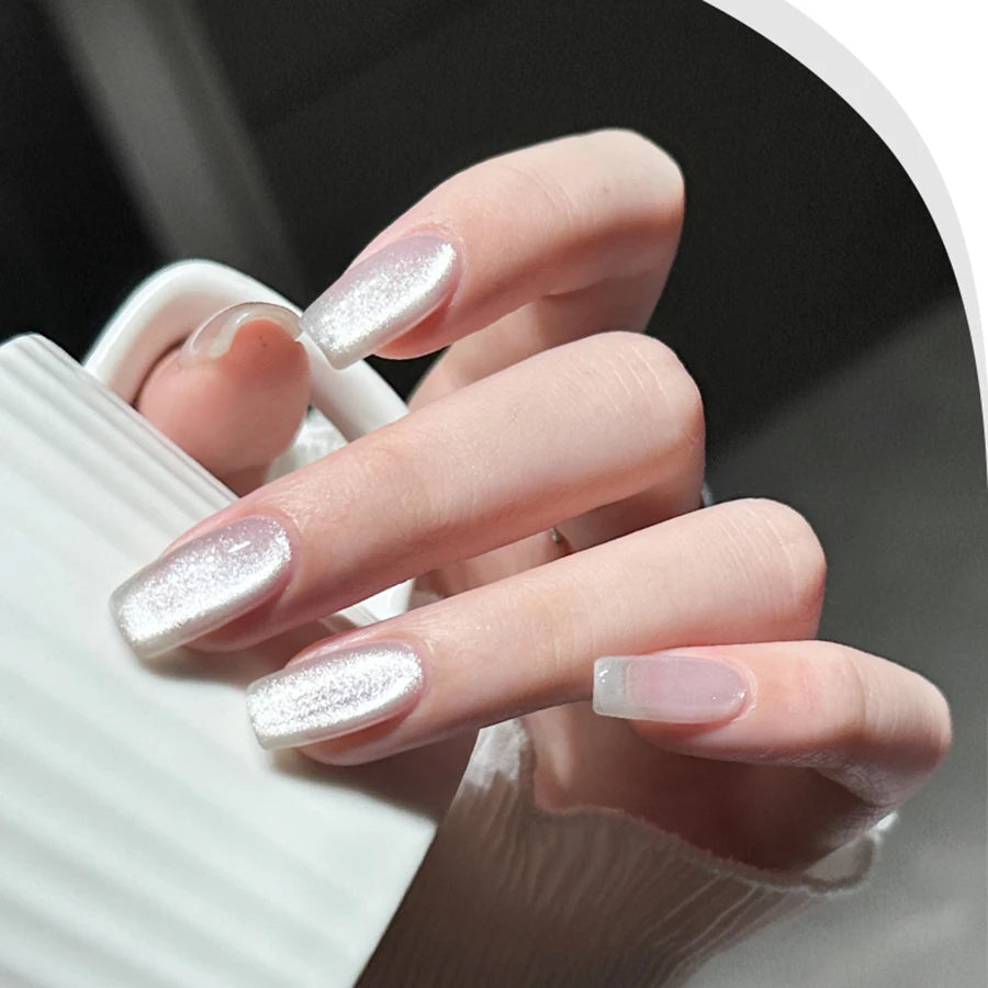 1pc 10ml Holographic Glitter Mirror Porcelain White Cat Eye Gel Polish Magnetic Galactic Effect Gel Nail Polish Soak Off UV LED