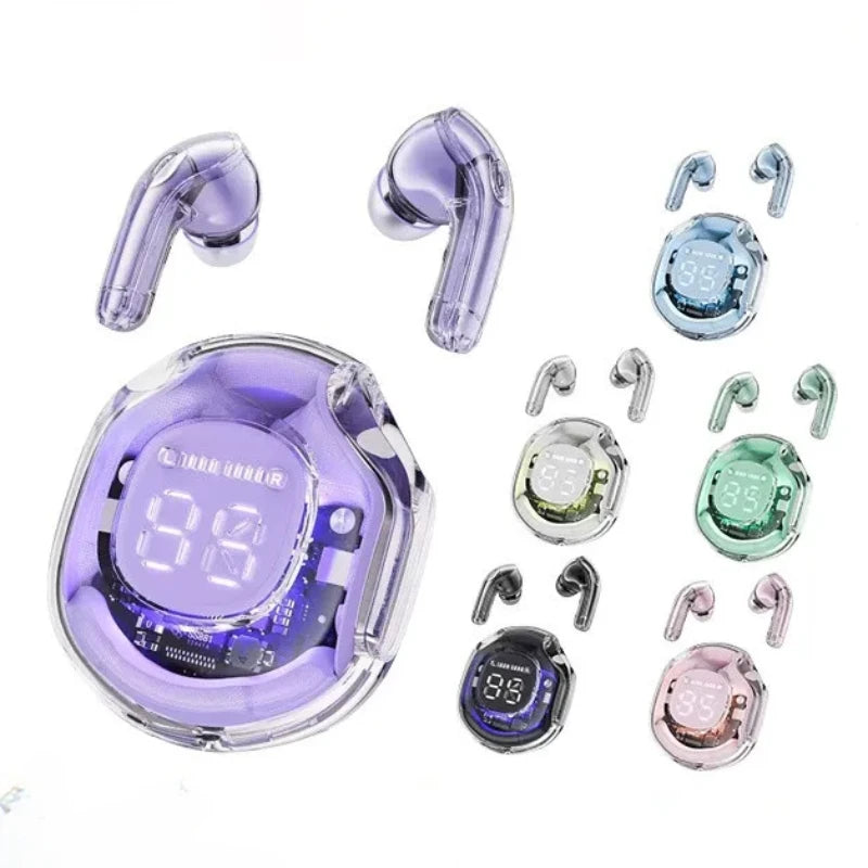 TWS T8 Wireless Earphones Fone Bluetooth Earbuds Transparent Digital Display Mecha Style for Acefast Sport Headphones for Lenovo
