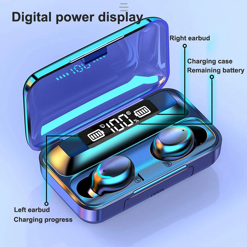 2024 NEW F9-5c TWS Bluetooth Earphones Wireless Headphone 9D Stereo Sports Waterproof Earbuds HD Calling Headset With Microphone