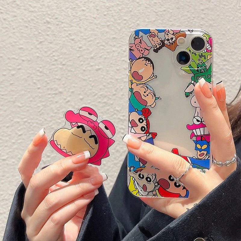 S-Shinchans C-Crayons Avatar bracket Phone Case For iPhone 16 15 14 13 12 11 Mini Pro Max X XR XSMax 7 8 Plus Transparent Cover