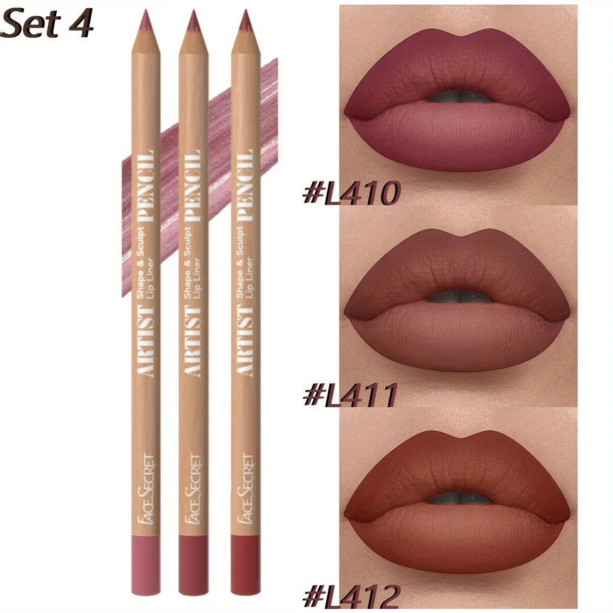 3Pcs Long-Lasting Velvet Lip Liner Matte Lipstick Waterproof Perfect Gift for Valentine's Day, Lip Liner Set
