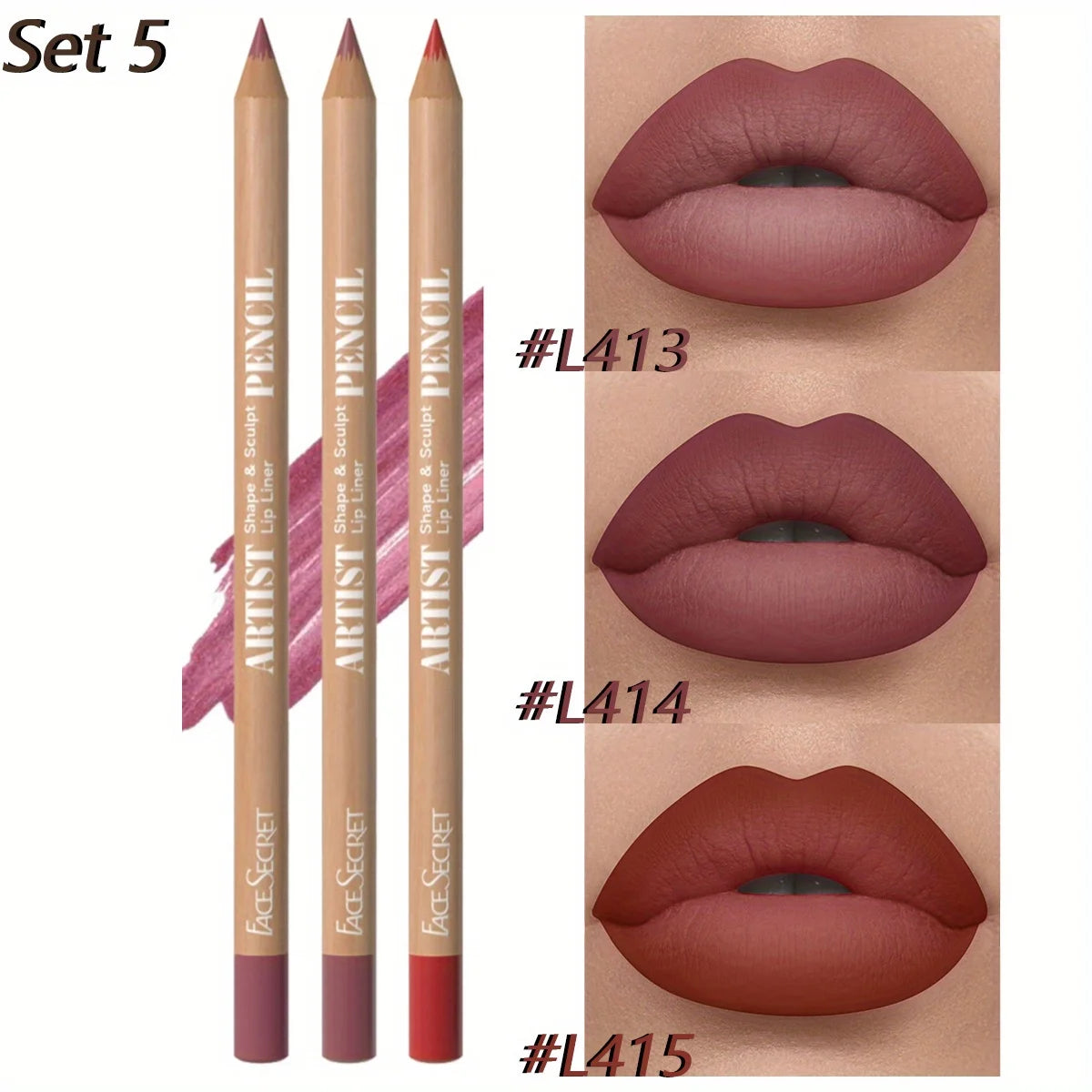 3Pcs Long-Lasting Velvet Lip Liner Matte Lipstick Waterproof Perfect Gift for Valentine's Day, Lip Liner Set