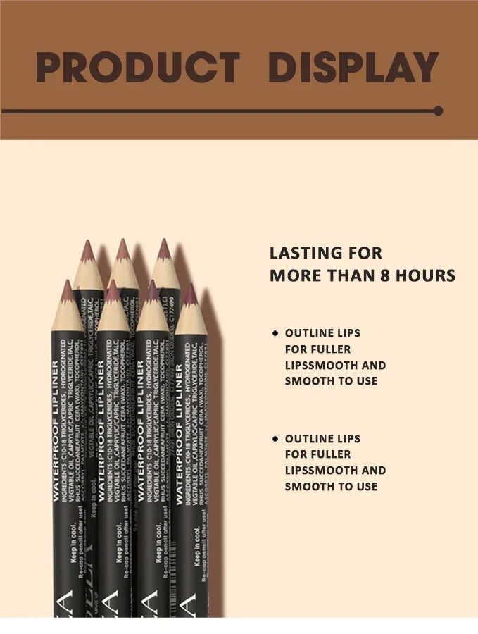 6pcs/Set Rozza Velvet Matte Lip Liner,Long-Lasting Waterproof Finish,Non-Fading,Brown,Pink,Purple Shades,Perfect for All Skins