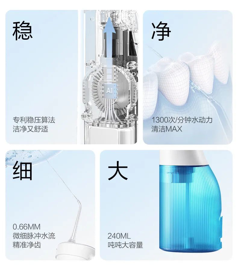 Original SOOCAS W3 Pro Water Flosser Teeth 4 Type Nozzle Cleaner Oral Irrigator Rechargeable Cleaner Water Tank Removeable
