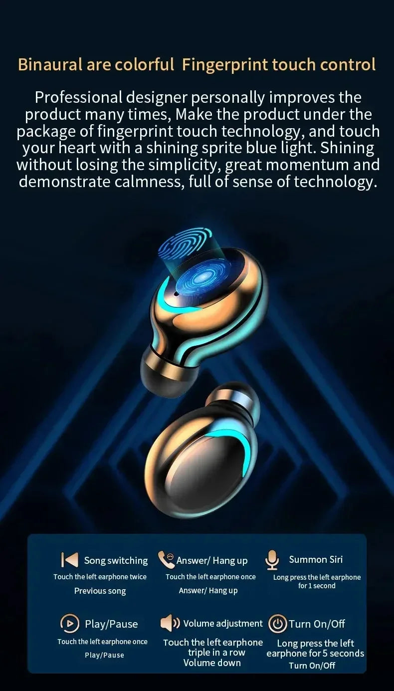 F9 5C Wireless Bluetooth Headphones Tws Waterproof Earbuds Earphones Digital Display Heaset Large Capacity Charging Case