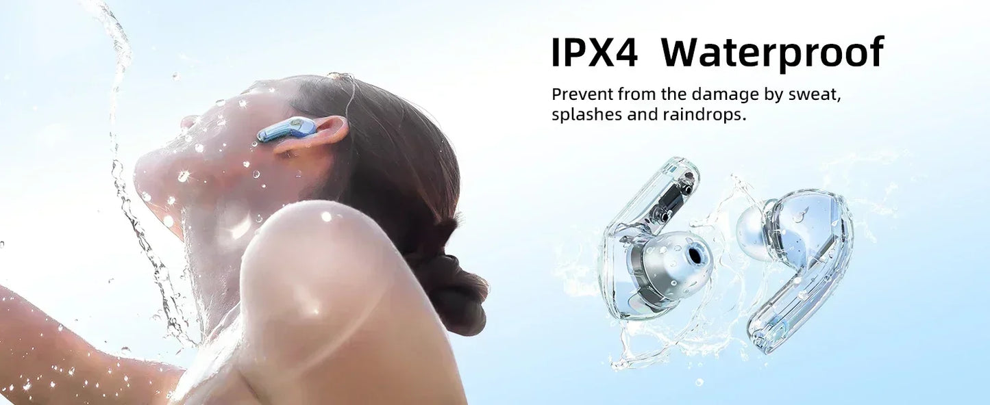 TWS T8 Wireless Earphones Fone Bluetooth Earbuds Transparent Digital Display Mecha Style for Acefast Sport Headphones for Lenovo