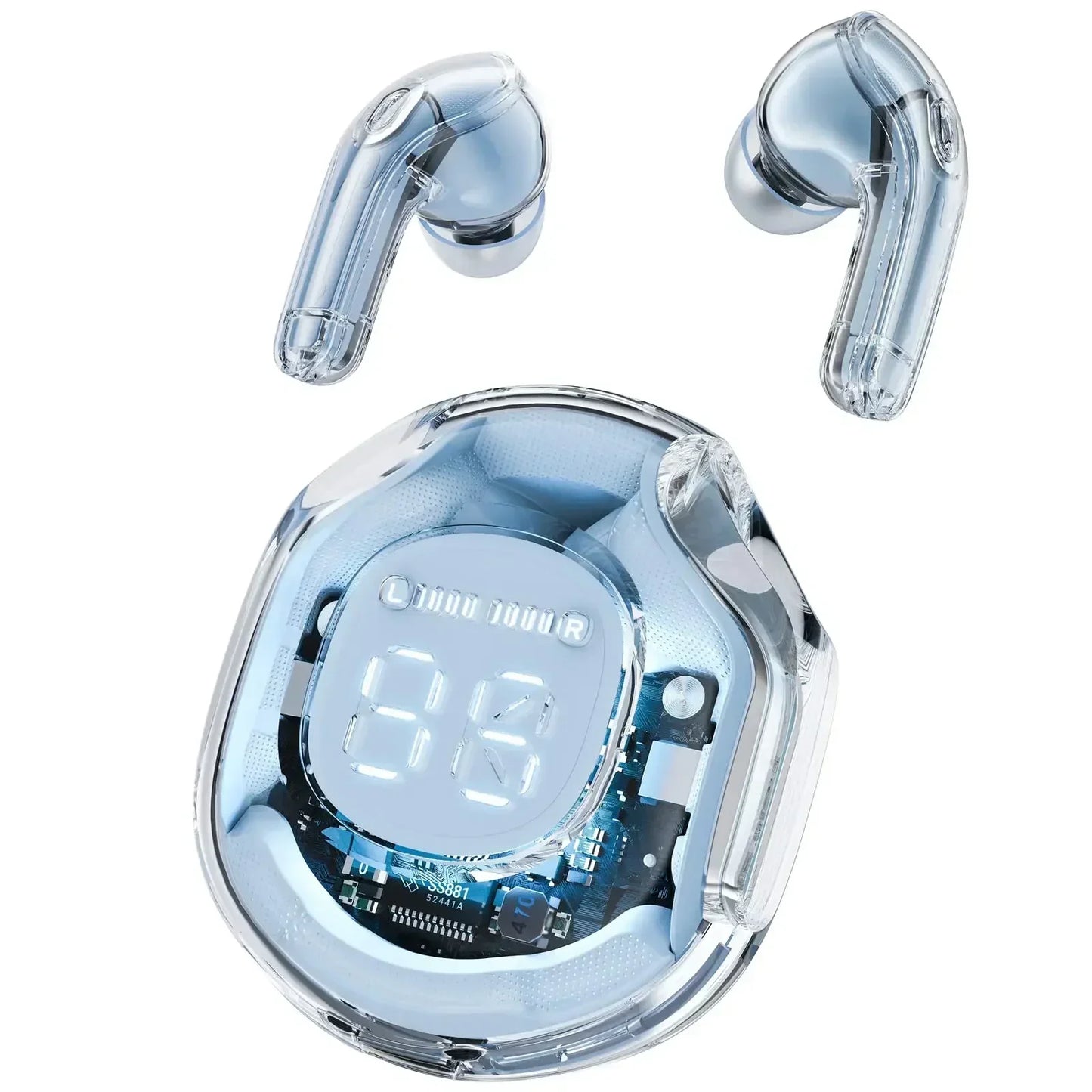 TWS T8 Wireless Earphones Fone Bluetooth Earbuds Transparent Digital Display Mecha Style for Acefast Sport Headphones for Lenovo