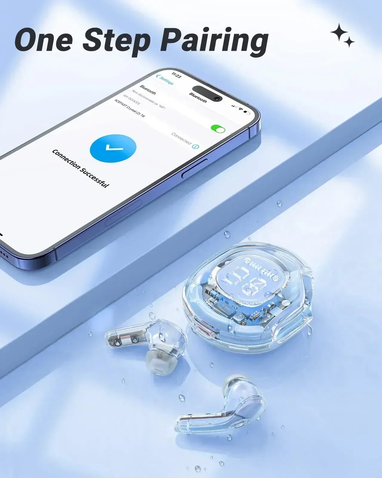 TWS T8 Wireless Earphones Fone Bluetooth Earbuds Transparent Digital Display Mecha Style for Acefast Sport Headphones for Lenovo