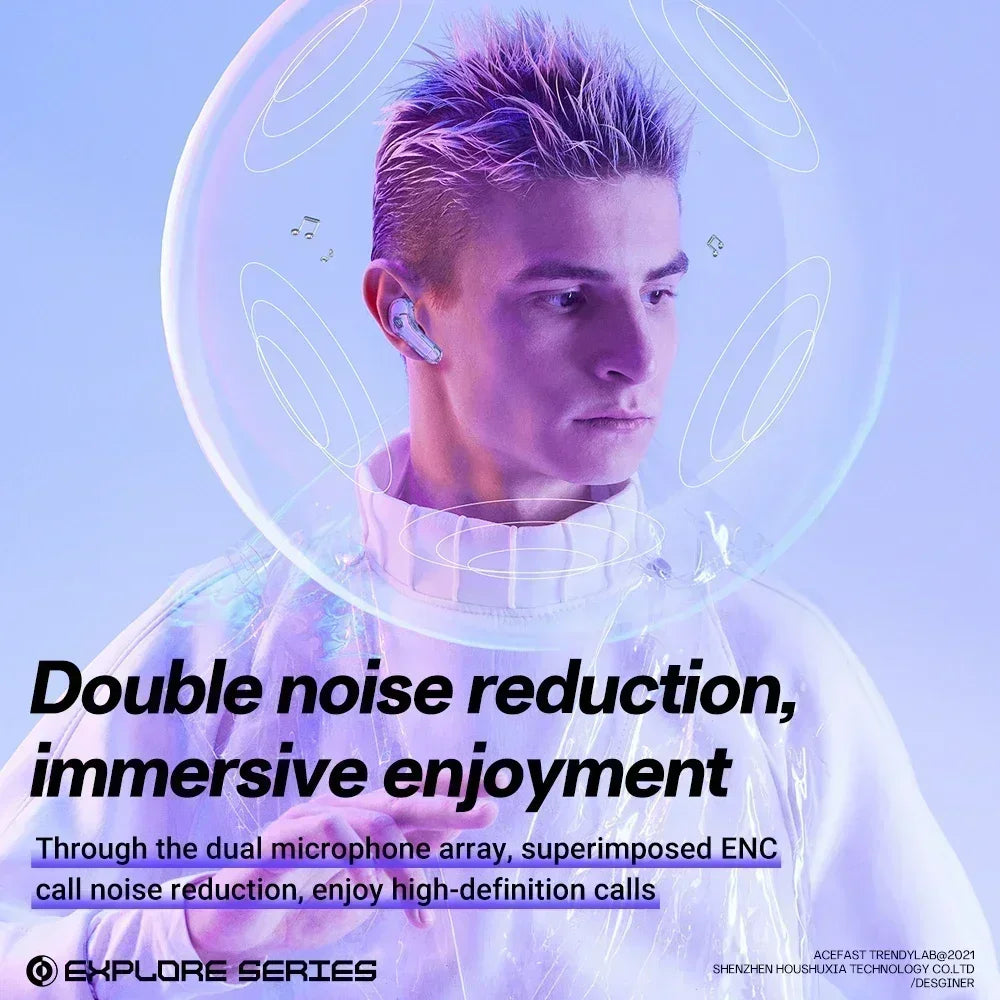 TWS T8 Wireless Earphones Fone Bluetooth Earbuds Transparent Digital Display Mecha Style for Acefast Sport Headphones for Lenovo