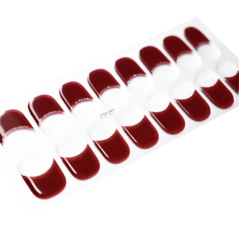 16Tips/Sheet French UV Semi-Cured Gel Nail Wraps Long Lasting Full Cover White Tip Sticker Waterproof LED Lamp Gel Nails Decals
