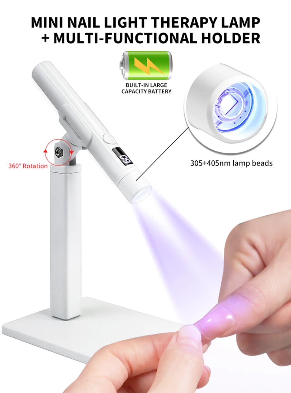 Professional Nail UV LED Lamp Desk With Display Rechargeable Portable Mini Nail Dryer Stand UV Lamp for Nails Art Removable