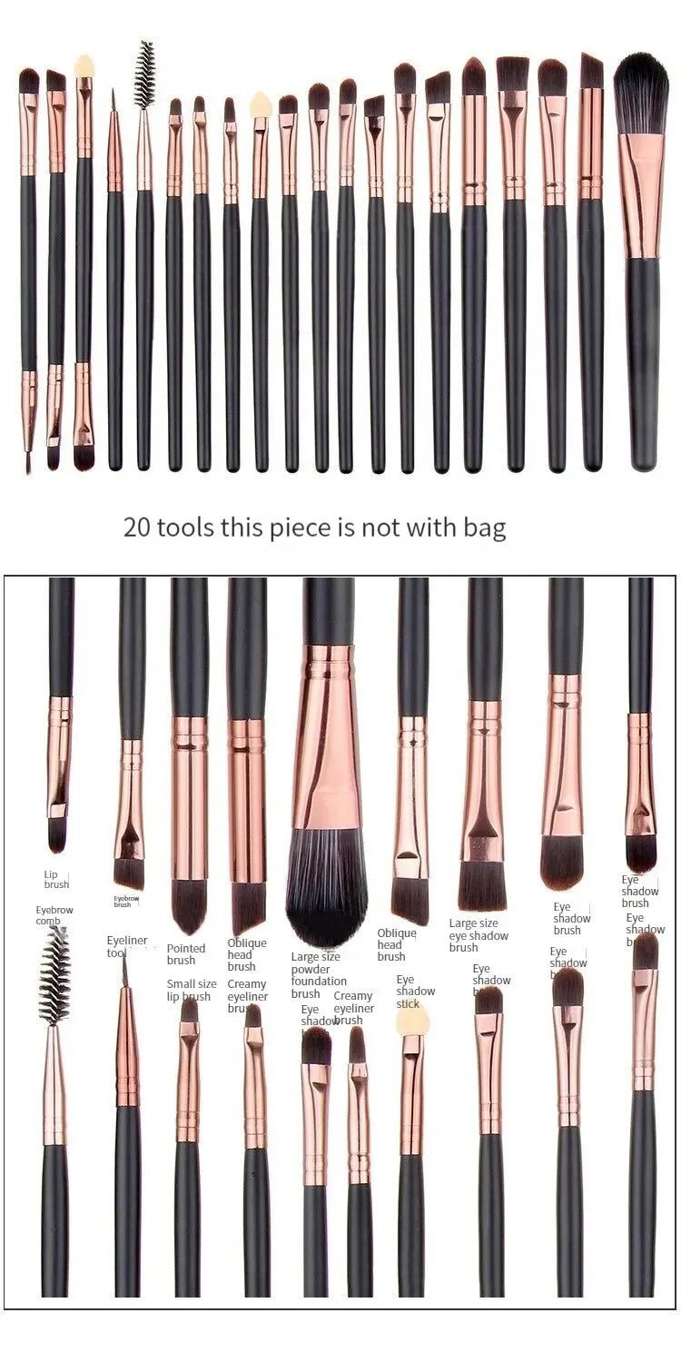 20pcs Makeup Brushes Portable Blush Brush Eyeshadow Brush Loose Powder Brush Beginner Complete Set Of Beauty Tools
