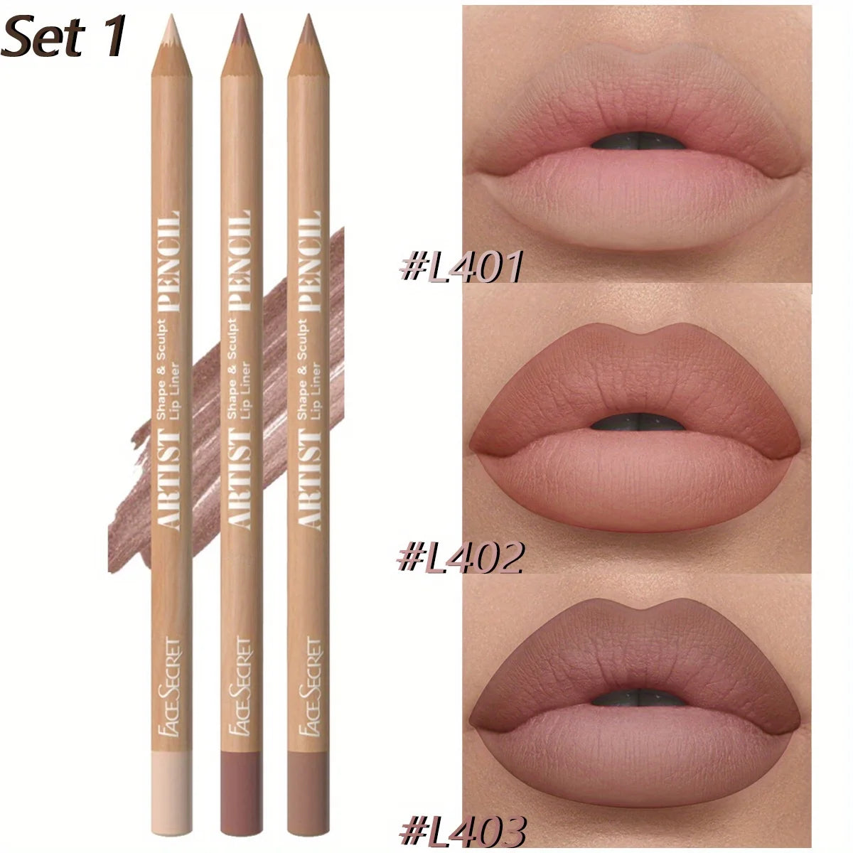 3Pcs Long-Lasting Velvet Lip Liner Matte Lipstick Waterproof Perfect Gift for Valentine's Day, Lip Liner Set