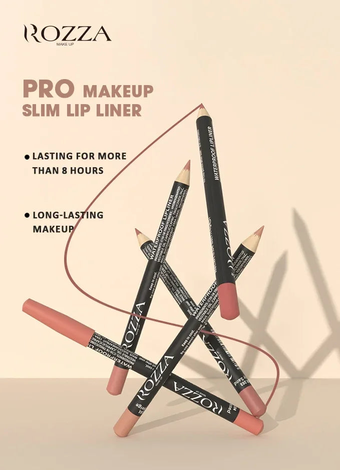 6pcs/Set Rozza Velvet Matte Lip Liner,Long-Lasting Waterproof Finish,Non-Fading,Brown,Pink,Purple Shades,Perfect for All Skins