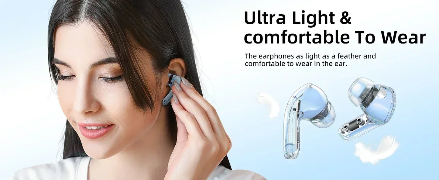 TWS T8 Wireless Earphones Fone Bluetooth Earbuds Transparent Digital Display Mecha Style for Acefast Sport Headphones for Lenovo
