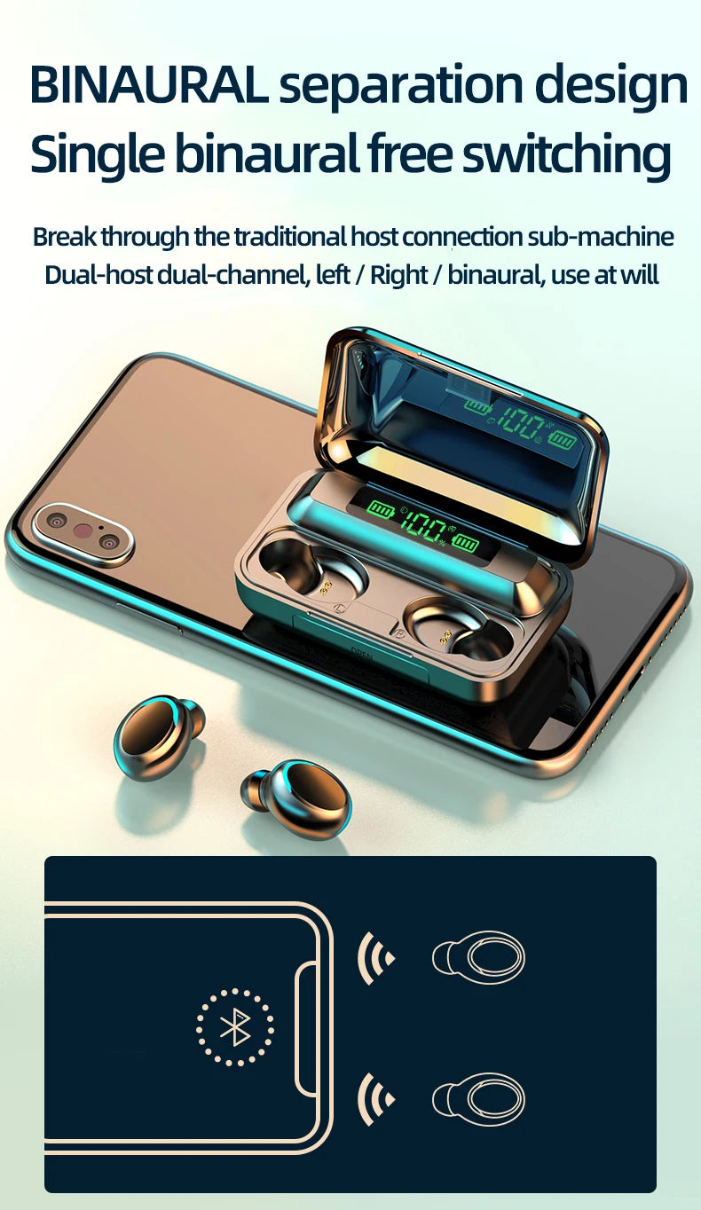 2024 NEW F9-5c TWS Bluetooth Earphones Wireless Headphone 9D Stereo Sports Waterproof Earbuds HD Calling Headset With Microphone