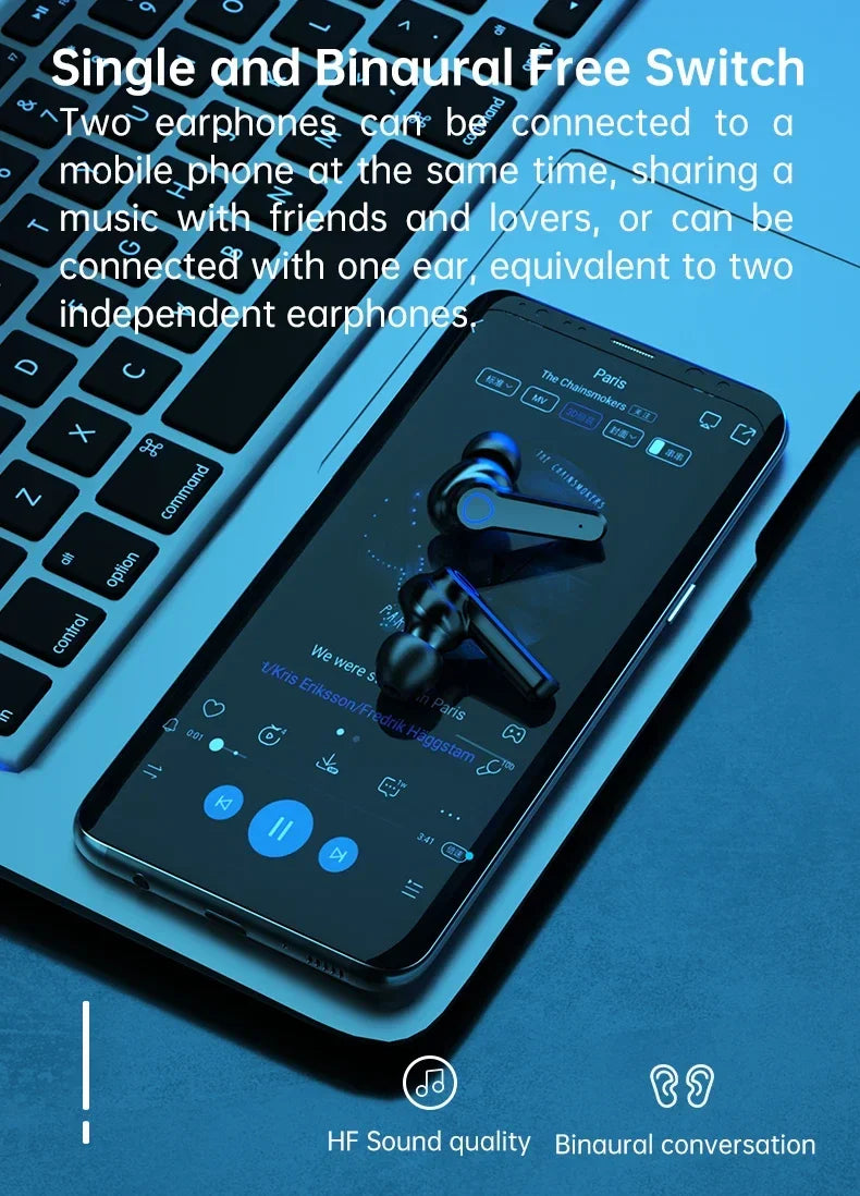 M19 TWS Wireless Headphones Earphones Bluetooth Stereo Noise Reduction Waterproof Sports Earbuds Headsets With Mic