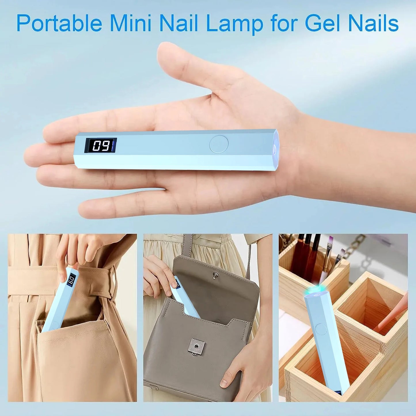 Mini Handheld UV/LED Light for Nails With LED Display Small Portable Mini UV Light for Gel Nail 2 Timer Setting LED Nail Lamp