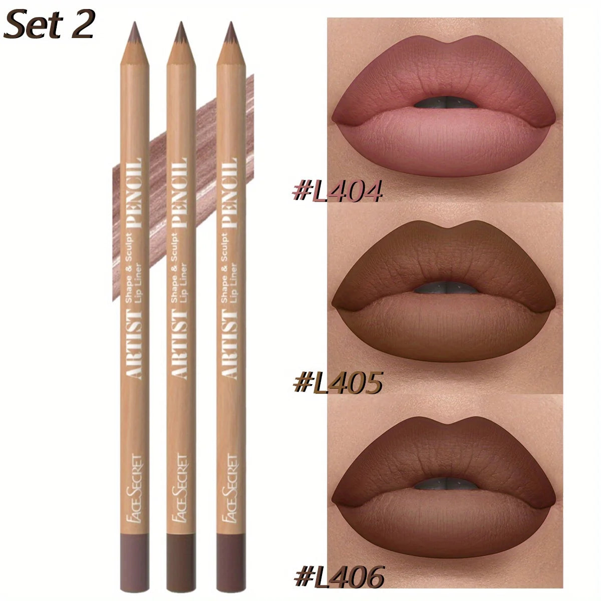 3Pcs Long-Lasting Velvet Lip Liner Matte Lipstick Waterproof Perfect Gift for Valentine's Day, Lip Liner Set