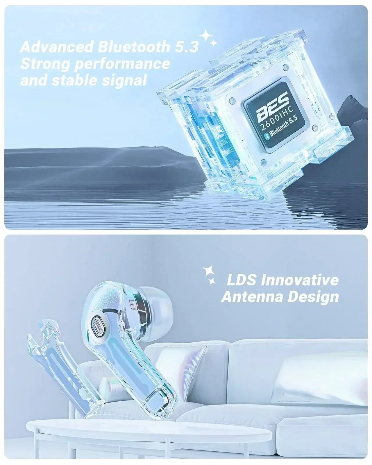 TWS T8 Wireless Earphones Fone Bluetooth Earbuds Transparent Digital Display Mecha Style for Acefast Sport Headphones for Lenovo