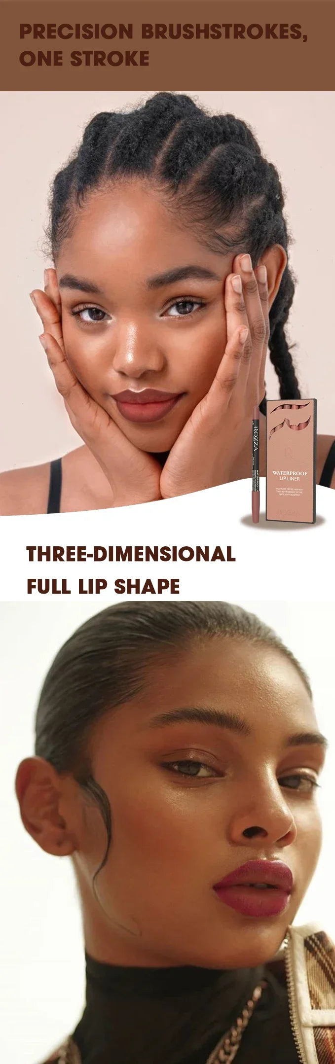 6pcs/Set Rozza Velvet Matte Lip Liner,Long-Lasting Waterproof Finish,Non-Fading,Brown,Pink,Purple Shades,Perfect for All Skins