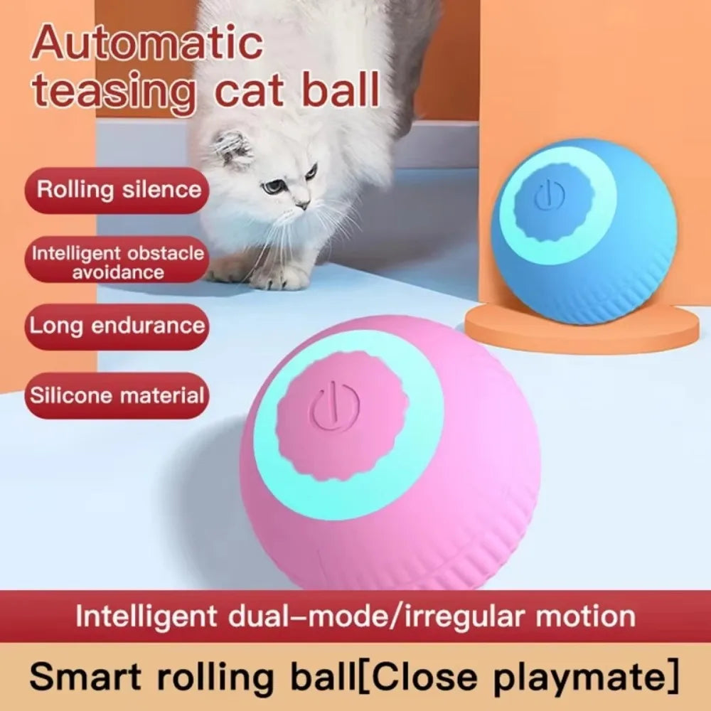 Smart Interactive Cat Toy Training Auto Rolling Ball Self-moving Kitten Auto Rolling Magic Ball Rechargeable Toys for Cats Dogs