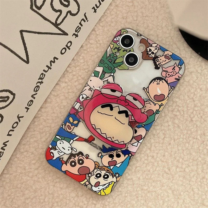 S-Shinchans C-Crayons Avatar bracket Phone Case For iPhone 16 15 14 13 12 11 Mini Pro Max X XR XSMax 7 8 Plus Transparent Cover