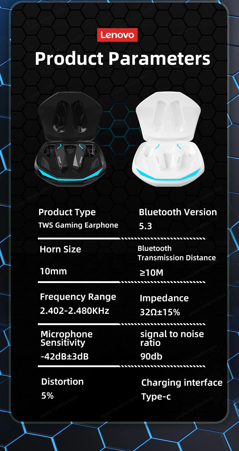 Choice Lenovo GM2 Pro Gaming Headset Bluetooth 5.3 Dual Mode Music Sport Earbuds Noise Reduction Headphones with Mic HD Call