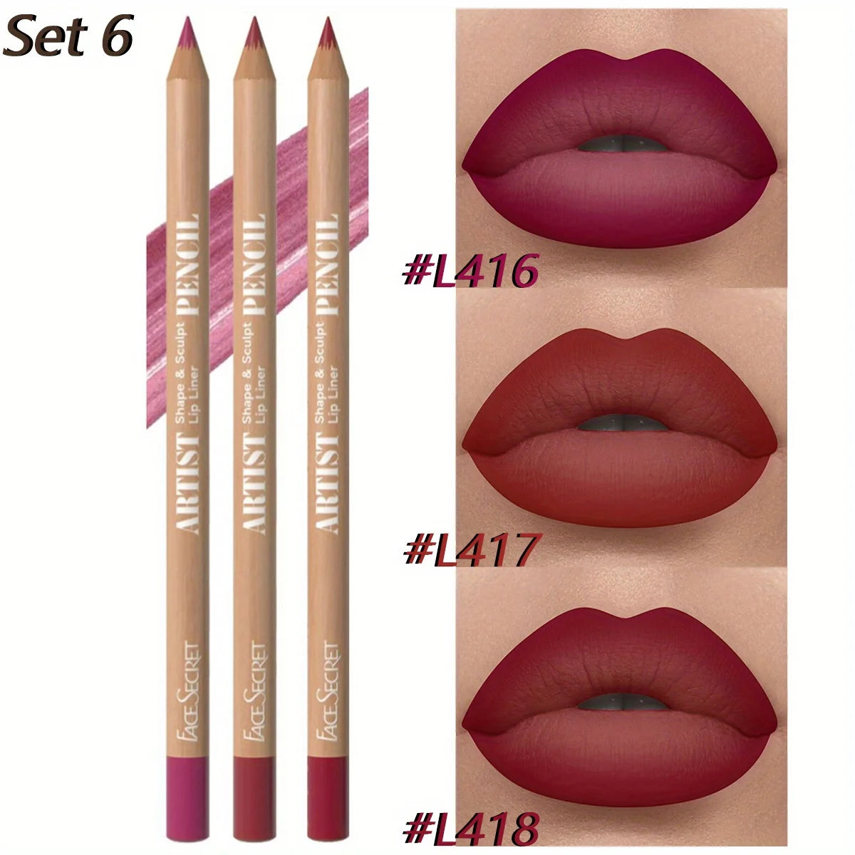 3Pcs Long-Lasting Velvet Lip Liner Matte Lipstick Waterproof Perfect Gift for Valentine's Day, Lip Liner Set