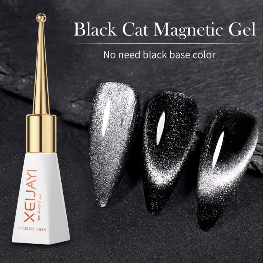 1pc 10ml Holographic Glitter Mirror Porcelain White Cat Eye Gel Polish Magnetic Galactic Effect Gel Nail Polish Soak Off UV LED