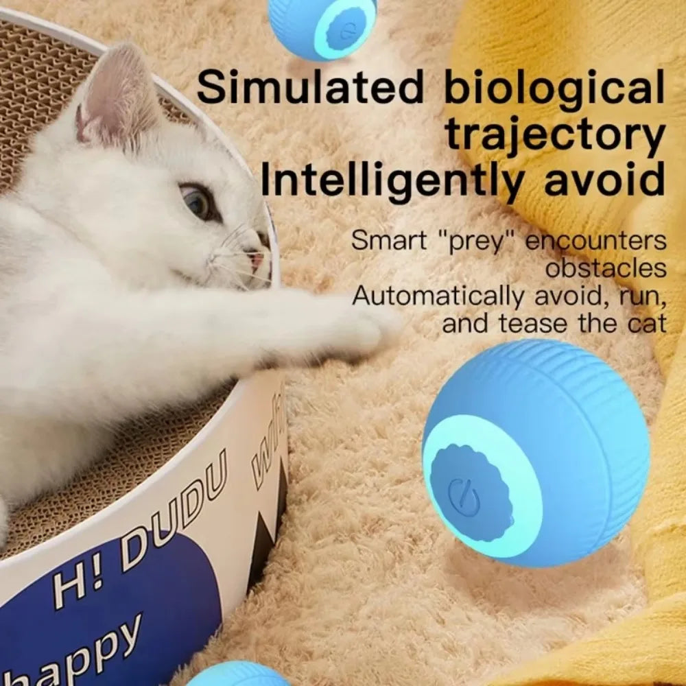 Smart Interactive Cat Toy Training Auto Rolling Ball Self-moving Kitten Auto Rolling Magic Ball Rechargeable Toys for Cats Dogs
