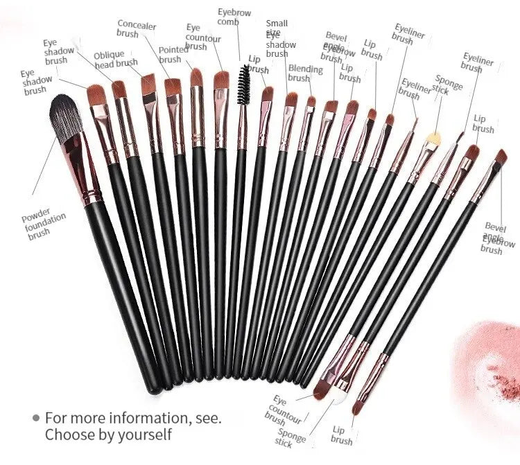 20pcs Makeup Brushes Portable Blush Brush Eyeshadow Brush Loose Powder Brush Beginner Complete Set Of Beauty Tools