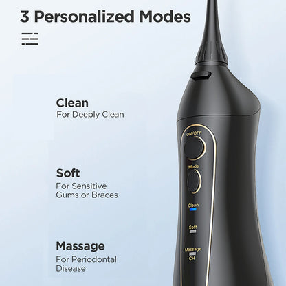 Fairywill Water Flossers for Teeth 300ML Oral Irrigator Rechargeable Portable Dental 3 Modes Water Tank Waterproof Teeth Cleaner