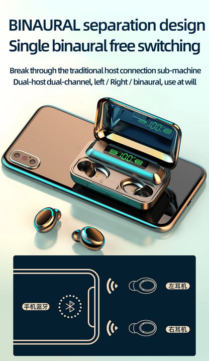 F9-5 TWS Earphone Bluetooth 5.1 Wireless Headphones Hifi Stereo Sport Earbuds Airdots Headset Ps4 Hearing Aids With Mic Handfree