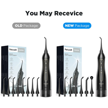 Fairywill Water Flossers for Teeth 300ML Oral Irrigator Rechargeable Portable Dental 3 Modes Water Tank Waterproof Teeth Cleaner