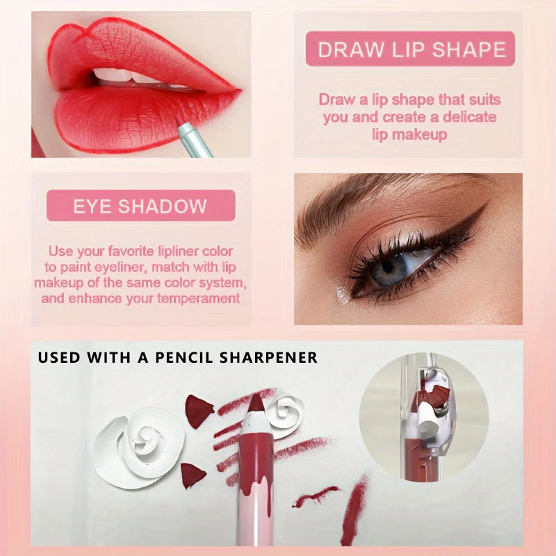 12 Colors/box Matte Lip Liner Pencil Set Waterproof Long Lasting Nude Red Lip Contour Pencil Sexy Rose Pink Lipstick Tint Makeup