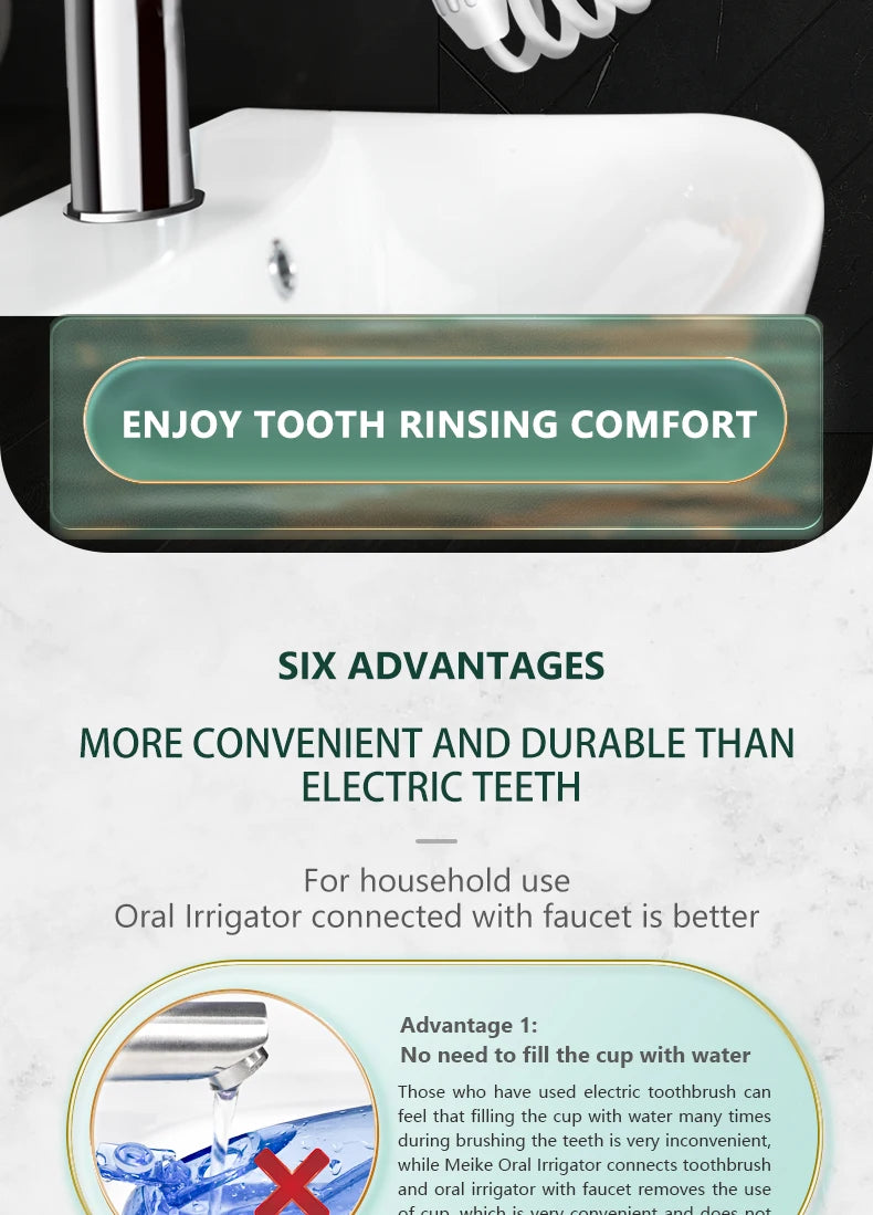 New Faucet Oral Irrigator Portable Teeth Cleaner Dental Water Flosser Pressure Adjustable Water Pick Jet Flossing No Charge Need